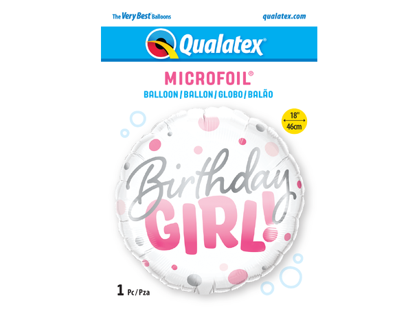 Birthday Girl Pink Dots 1 Folieballong - 46cm (18")