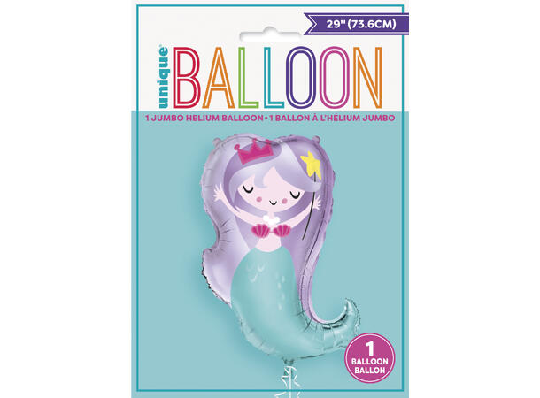 Havfrue foliebalong - Mermaid 1 Folieballong med form - 29" (74cm)