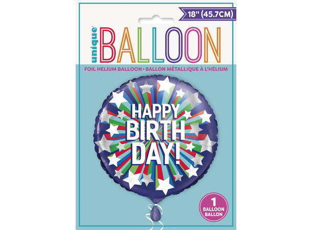 Stjerneskudd - Happy Birthday 1 Folieballong - 46cm(18")