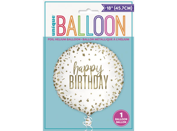 Confetti Gold Birthday 1 Folieballong - 46cm(18")