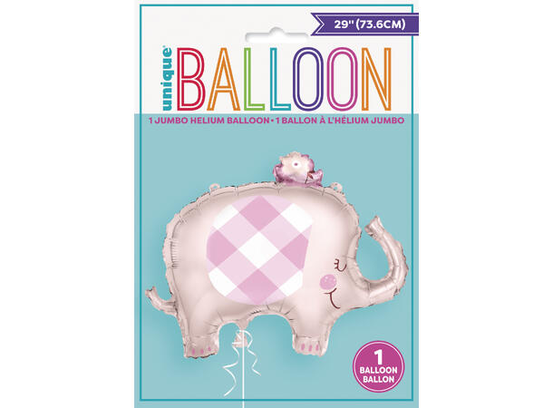 Pink Floral Elephant 1 Folieballong med form  - 74cm(29")