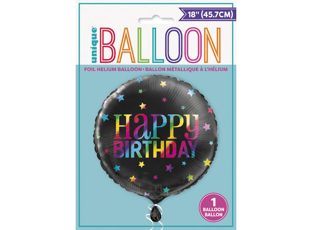 Rainbow - Happy Birthday 1 Folieballong - 46cm(18")