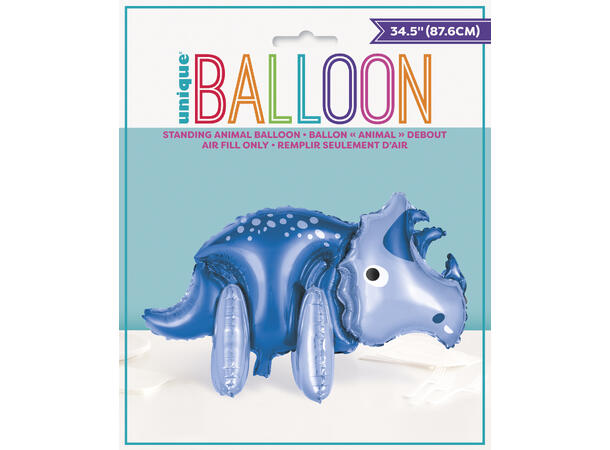 Stor stående blå Dinosaur 1 Folieballong med form - 88cm (34,5")