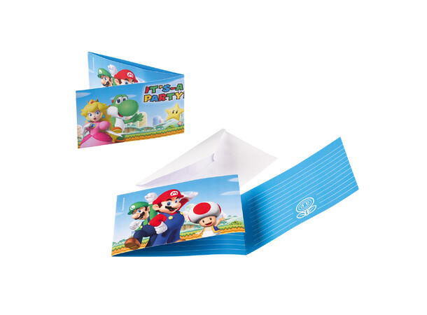 Super Mario 8 Invitasjoner m/konvolutt - 8x14cm