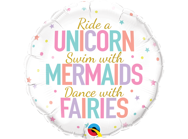 Unicorn-Mermaid-Fairies 1 Folieballong - 46cm (18")
