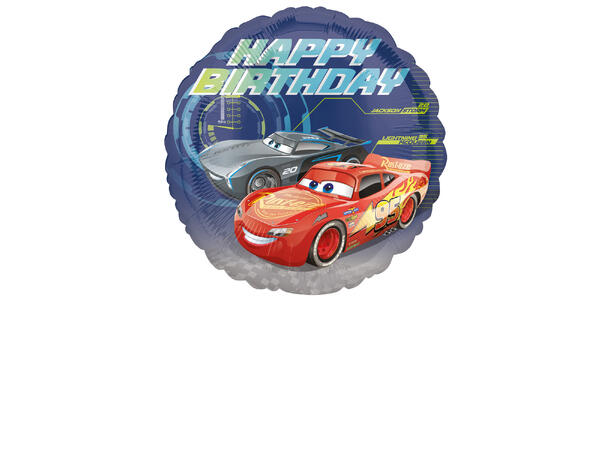 Cars - Happy Birthday 1 Folieballong Rund  - 43cm (18")