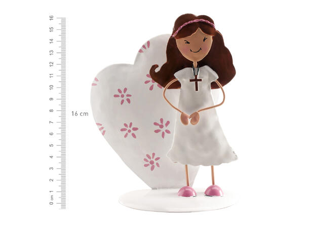 Konfirmasjon - Jente med stort hjerte 1 Kakefigur i metall - 16cm