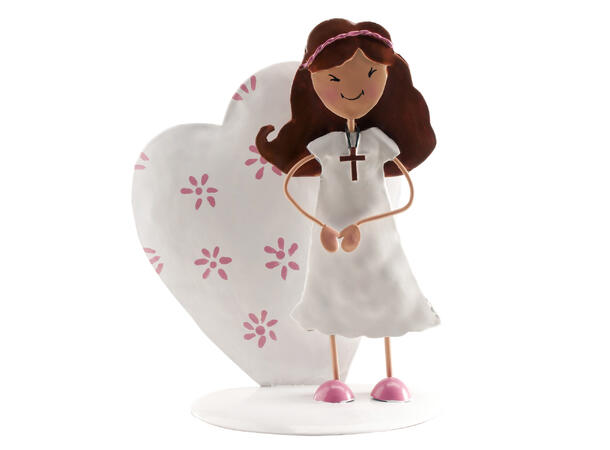 Konfirmasjon - Jente med stort hjerte 1 Kakefigur i metall - 16cm