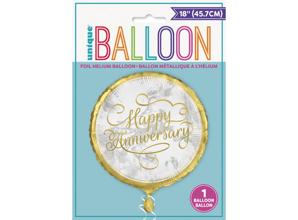Gull - Happy Anniversary 1 Folieballong - 46cm(18")