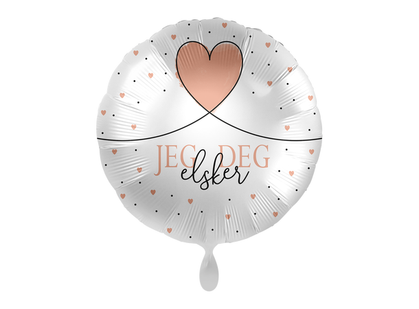 Jeg Elsker Deg - Hjerte og prikker 1 Folieballong rund - 17" - (43cm)