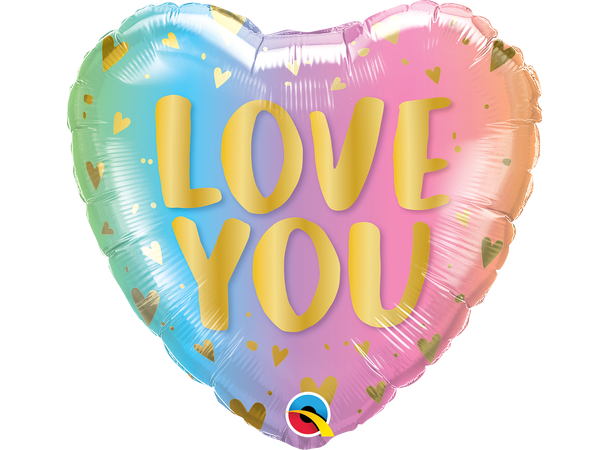 Love You Pastel Ombre & Hearts 1 Folieballong - 46cm (18")