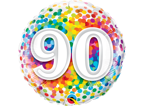90 Rainbow Confetti 1 Folieballong - 46cm (18")