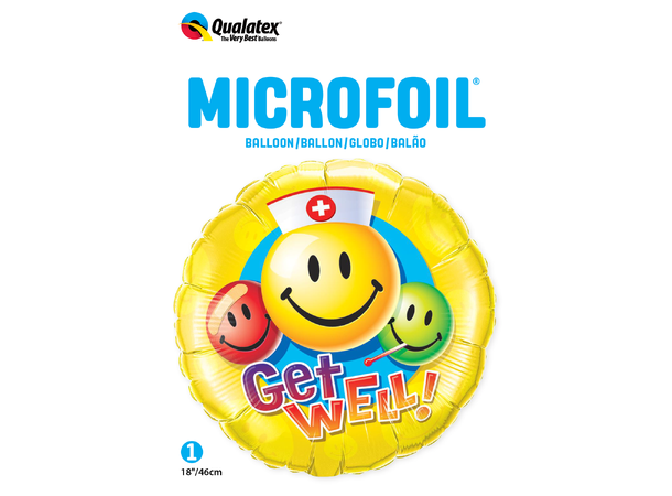 Get Well Smiling Faces 1 Folieballong - 46cm (18")