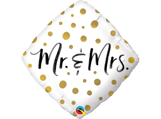 Mr. & Mrs. Gold Dots 1 Folieballong - 46cm (18")