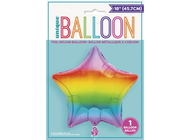 Regnbue stjerne 1 Folieballong stjerne - 50cm(20")