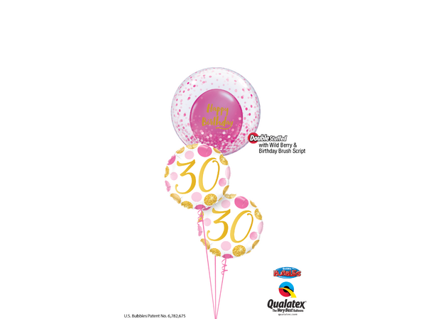 30 Birthday Pink & Gold Dots 1 Folieballong - 46cm (18")