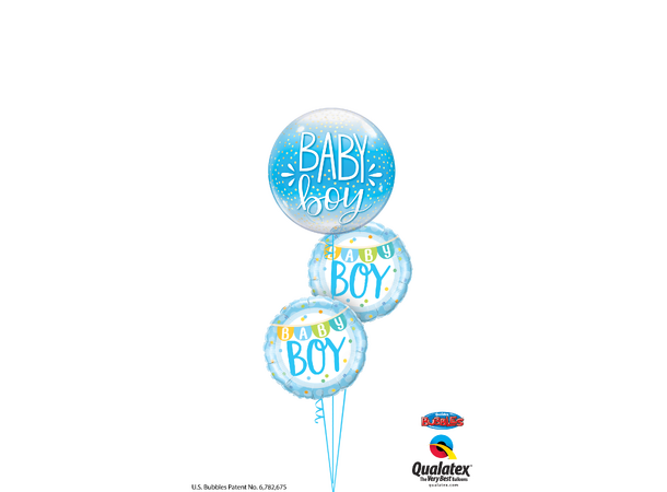 BABY BOY BANNER & DOTS 1 Folieballong rund - 46cm (18")