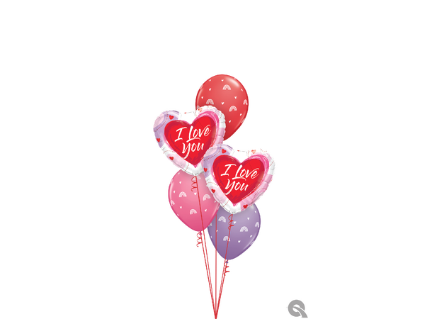 I LOVE YOU BRUSHED HEARTS 1 Folieballong hjerte - 46cm (18")