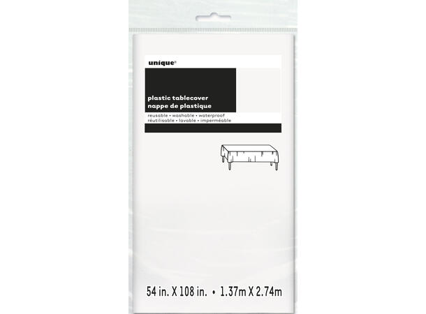 Ensfarget - Hvit - Kompakt Pakket 1 Plastikkduk firkantet - 137x214cm