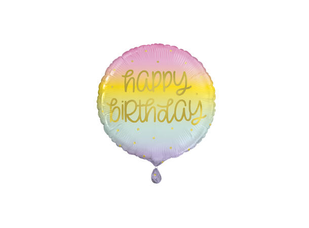 Pastell rainbow gold - "Happy Birthday" 1 Folieballong - 46cm(18")