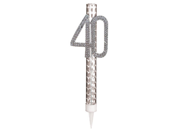 Isfontene 40 år - Sølv m/plastdiamanter 1 Isfontene - 15cm - Brenner i 60 sek