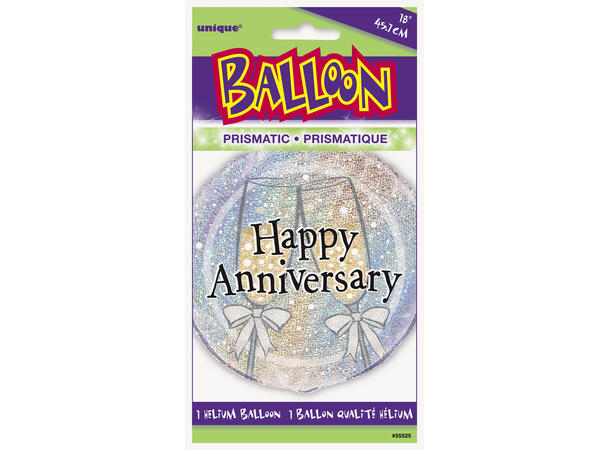 Prismatisk Happy Anniversary 1 Folieballong - 46cm(18")