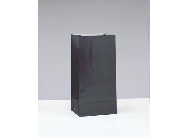 Ensfarget - Sort 12 Godteposer i papir - 25,5x13cm