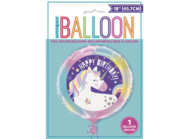 Unicorn 1 Folieballong  rund - 46cm(18")