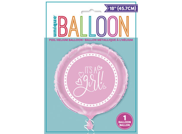 Pink Hearts Baby Shower 1 Folieballong  rund - 46cm(18")