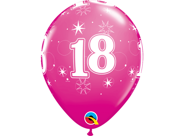 18 Birthday Sparkle 6 gummiballonger - 28cm (11")