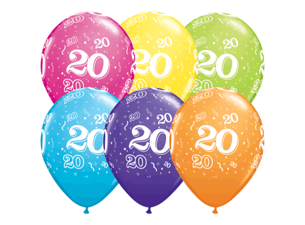 20-a-round - Assorterte farger 6 gummiballonger - 28cm (11")