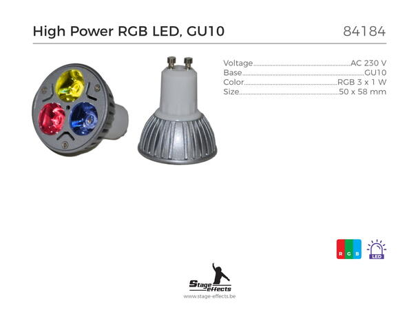 3x1W LED lamp RGB Tilkobllingstype  GU10