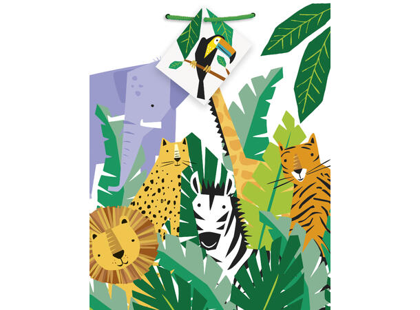 Animal Safari 1 Medium gavepose i papir - 23x18cm