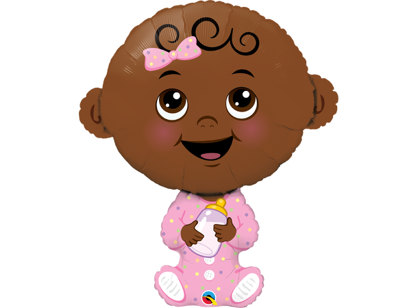 Baby Girl – Dark Skin Tone 1 Stor folieballong – 97cm (37")