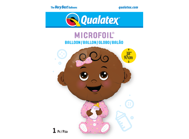 Baby Girl – Dark Skin Tone 1 Stor folieballong – 97cm (37")