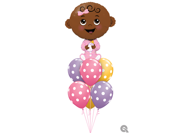 Baby Girl – Dark Skin Tone 1 Stor folieballong – 97cm (37")