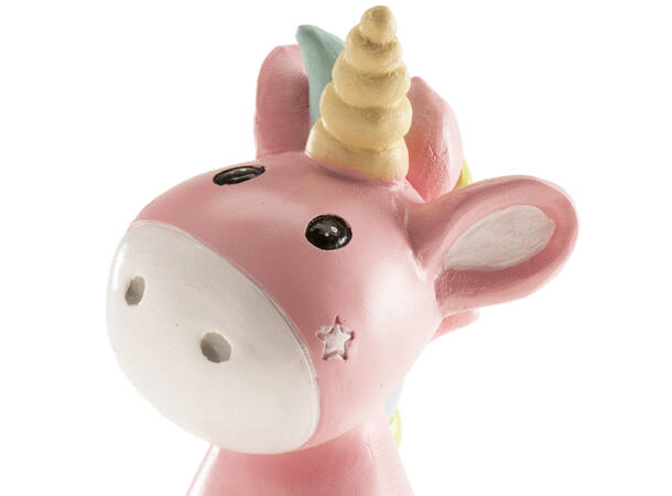 Barnedåp - Rosa enhjørning 1 Kakefigur i plast - 10cm 