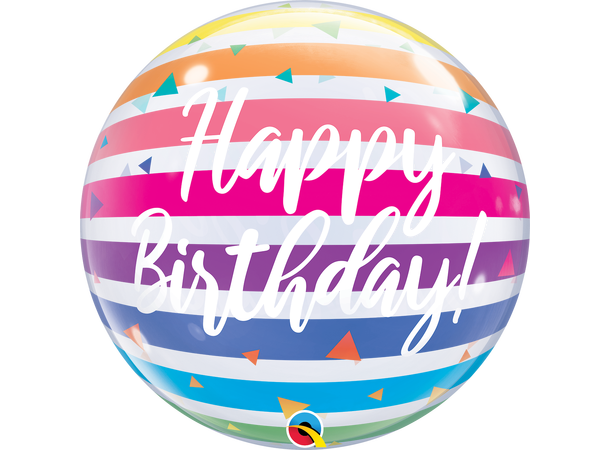 Birthday Bright Rainbow Stripes 1 Bubbleballong - 56cm (22")