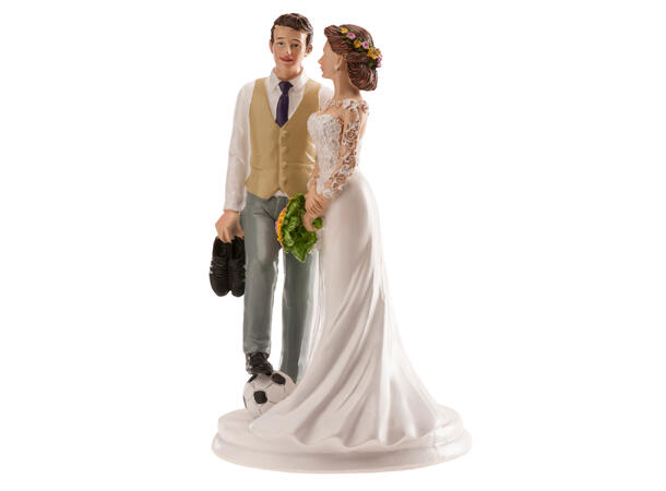 Brudepar - Fotballtema 1 Kakefigur i plast - 18cm 