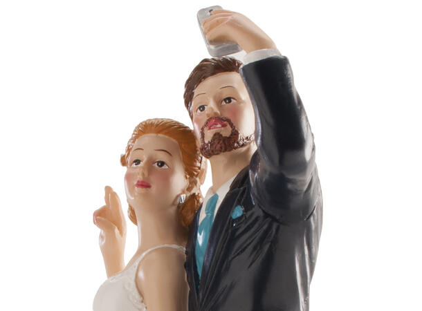 Brudepar - Selfie 1 Kakefigur i plast - 20cm 