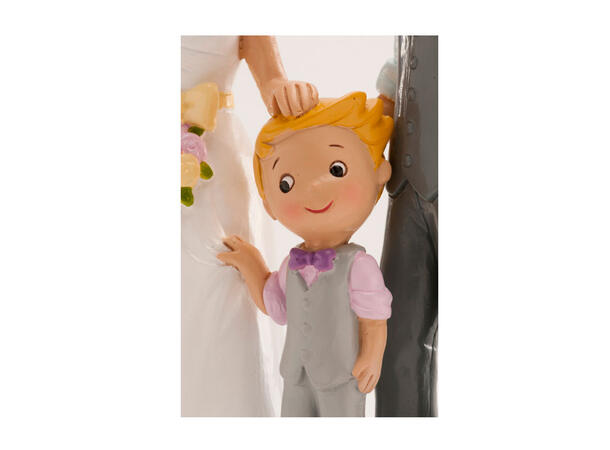 Brudepar med liten gutt - Animert stil 1 Kakefigur i plast - 16cm 
