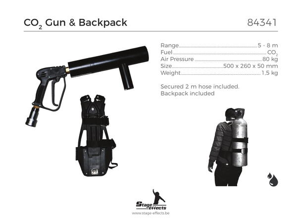 CO2 Gun med LED-lys og bæremeis Mål: 650x26x5cm - 1,5kg