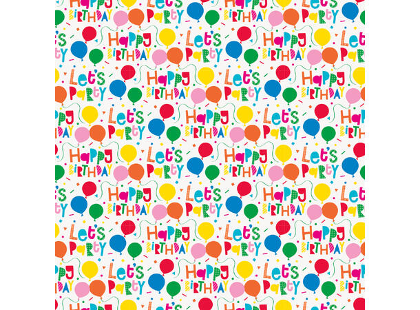 Colorful Balloons Let's Party 1 Rull Gavepapir - 0,75x1,5m
