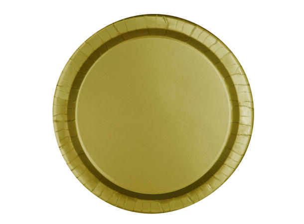 Ensfarget Gull - Plastfri 8 Runde tallerkener i papp - 23cm