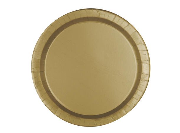 Ensfarget Gull - Plastfri 8 Runde tallerkener i papp - 23cm