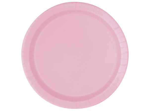 Ensfarget Lys Rosa - Plastfri 8 Runde tallerkener i papp - 18cm