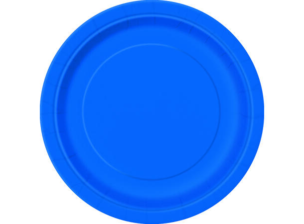 Ensfarget Mørk Blå - Plastfri 8 Runde tallerkener i papp - 23cm