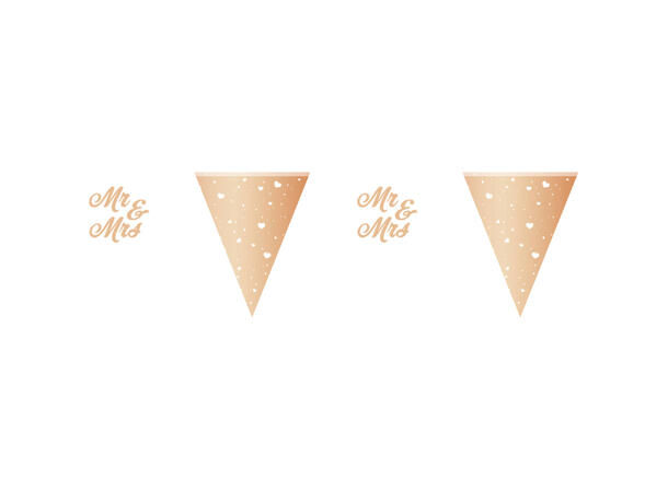 Flaggbanner - Mr & Mrs - Rose Gold 1 Flagbanner i papir - 6m