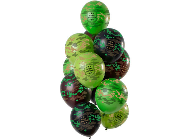 Happy Birthday Camo - Ballongbukett 12 Gummiballonger - 12" (30cm)