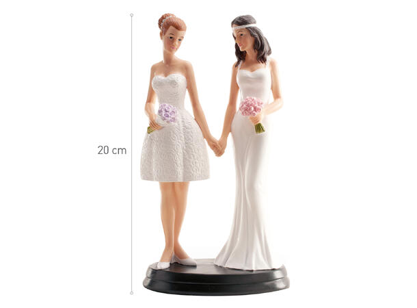 Kvinnelig brudepar - Kaketopp 1 Kakefigur i plast - 20cm